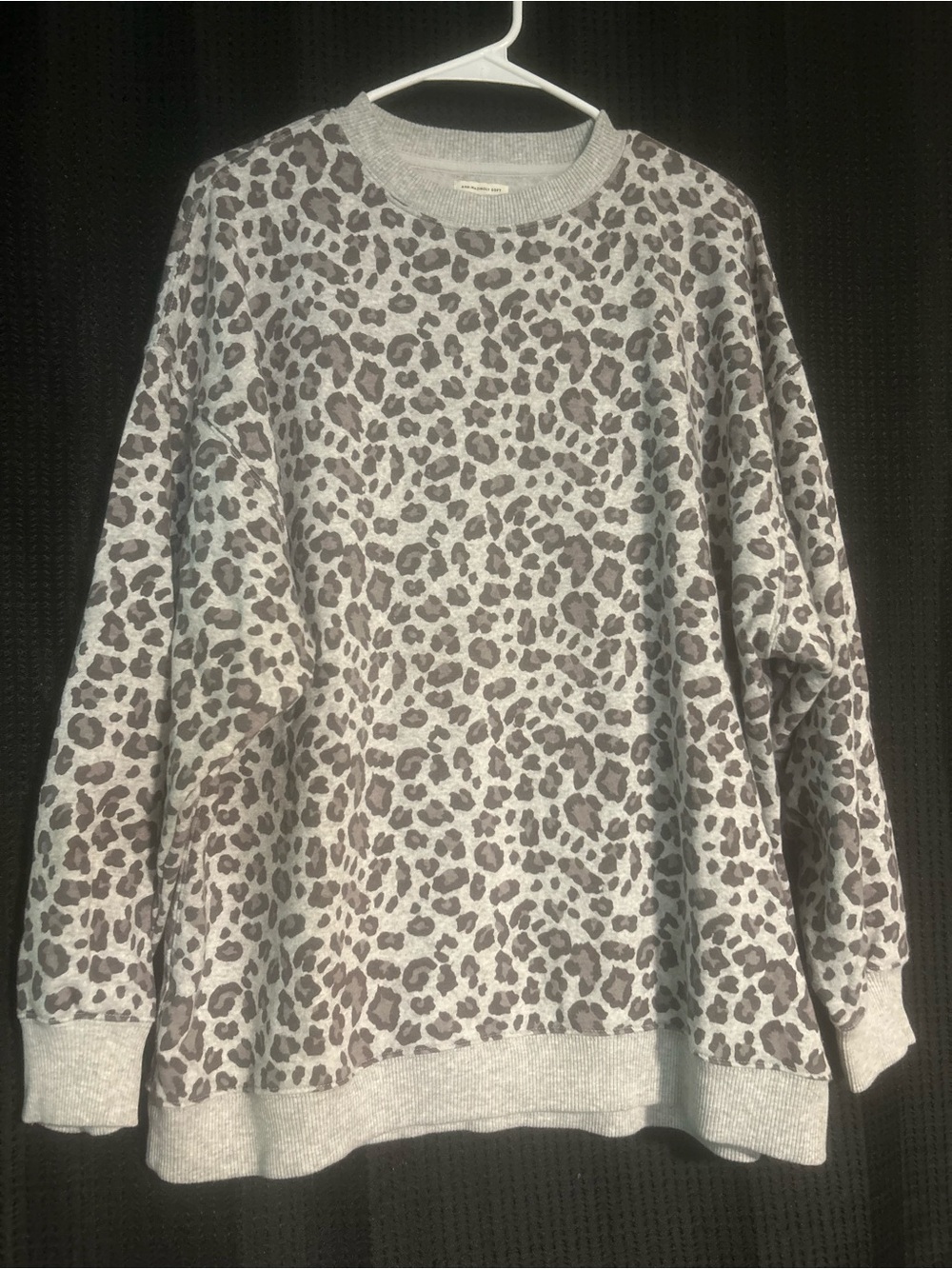 American Eagle Outfitters Oversized Grey Leopard Print Crewneck Sweater